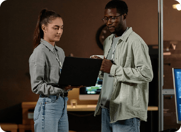 man and woman discussing