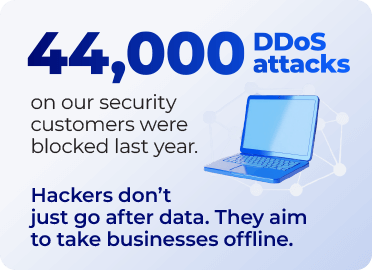44,000 DDoS attacked on our security customers were blocked last year.