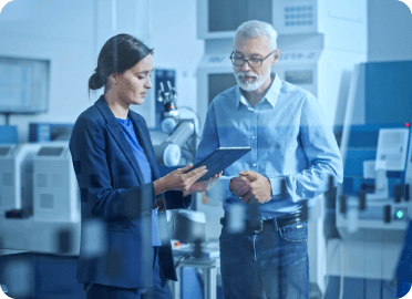 Man and woman on a tablet