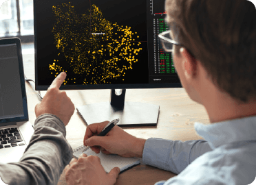 Man looking at a monitor