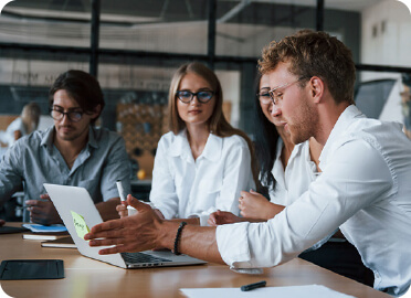 man and woman discussing